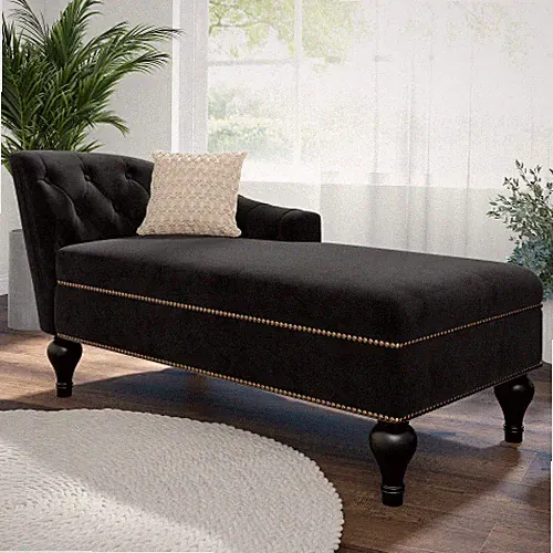 58" Velvet Chaise Lounge Chair Tufted Sleeper Lounge Sofa for Living Room Office