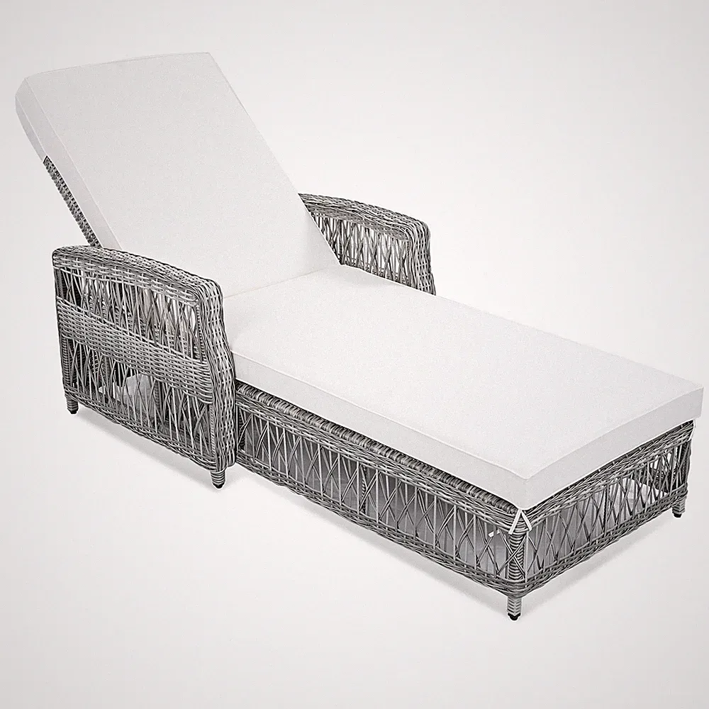 Adjustable Reclining Chaise Lounge,All-Weather PE Wicker Pool Lounger w/Cushions