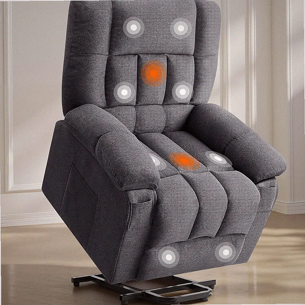 Light Brown Ergonomic Power Lift Recliner Chair with Massage & Heat for Seniors