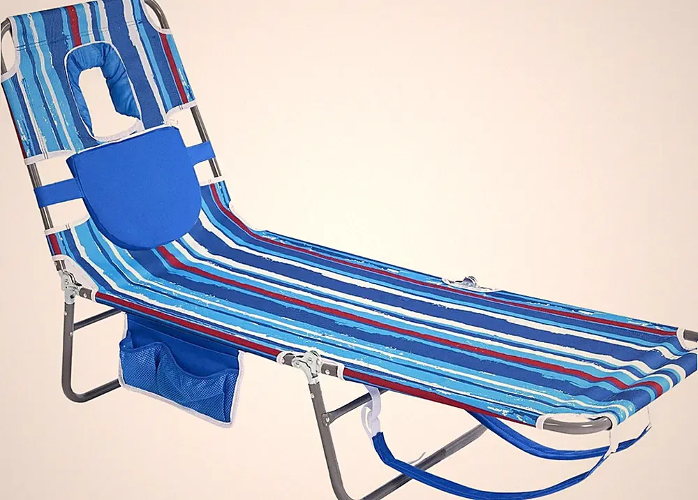 Portable Beach Lounge Chair with Backpack Straps - Lay Flat Tanning Chair