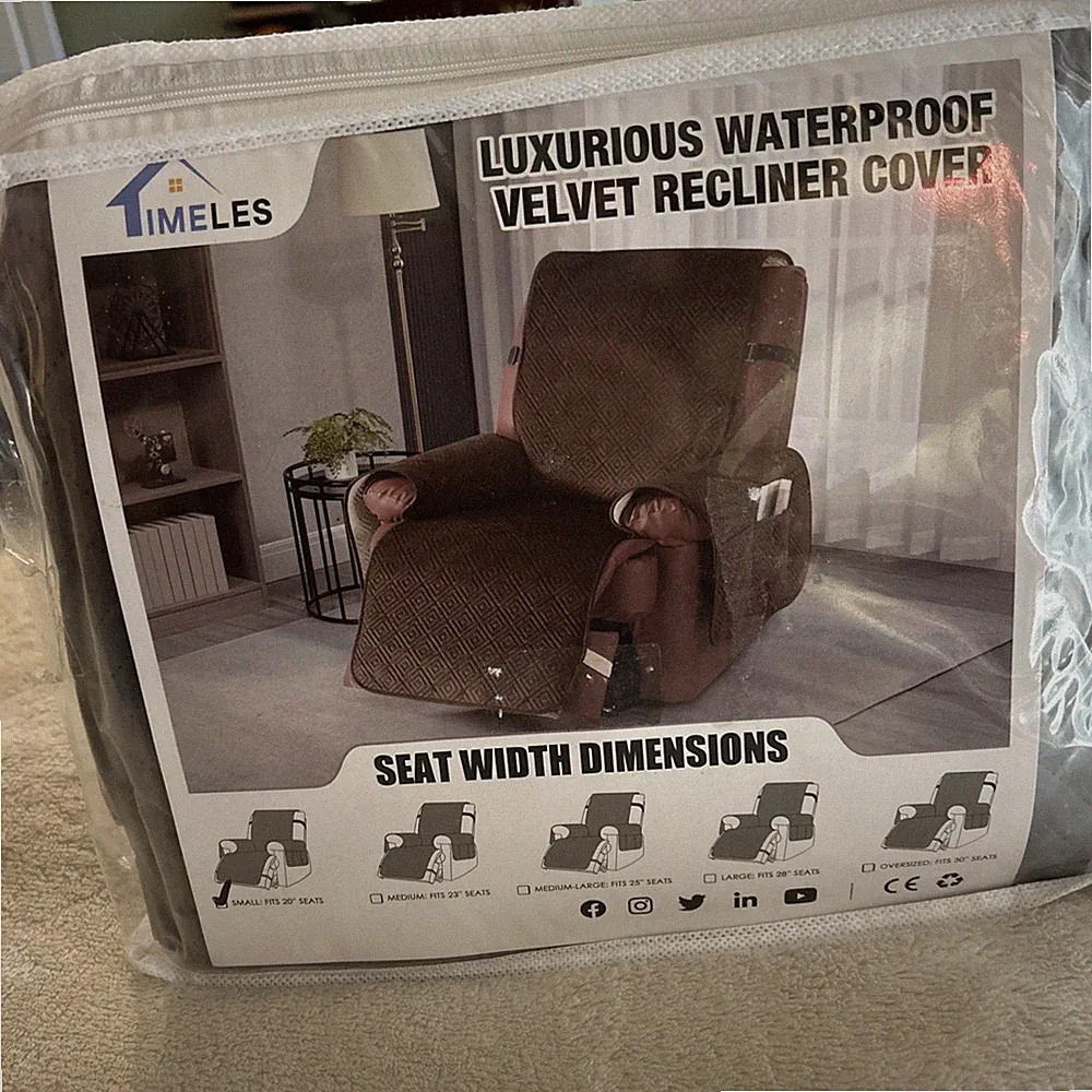Recliner Cover Waterproof Non-Slip Brand New Granule Elastic Band Small Fits 20”